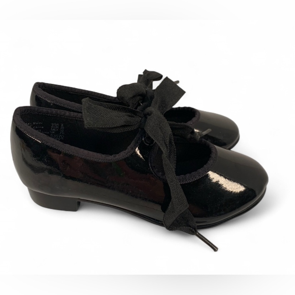 Spotlights Patent Black Tie Up Tap Dance Shoes Size 8 New With Box (S653)